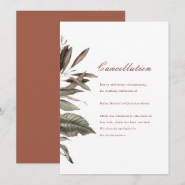Eenvoudige botanische huwelijksannulering aankondi aankondiging