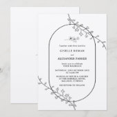 Eenvoudige botanische huwelijksuitnodiging kaart (Voorkant / Achterkant)