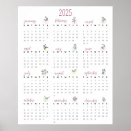 Eenvoudige botanische kalender 2025 poster