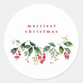 Eenvoudige Botanische Kerst Ronde Sticker (Voorkant)