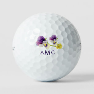 Eenvoudige botanische kleurrijke Floral Monogram T Golfballen