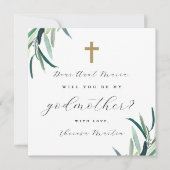 Eenvoudige botanische met cross peetmoeder voorste kaart (Voorkant)