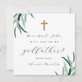 Eenvoudige botanische met cross peetoom voorstel  kaart (Voorkant)