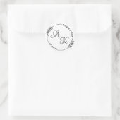 Eenvoudige botanische monogram bruiloft ronde sticker (Tas)