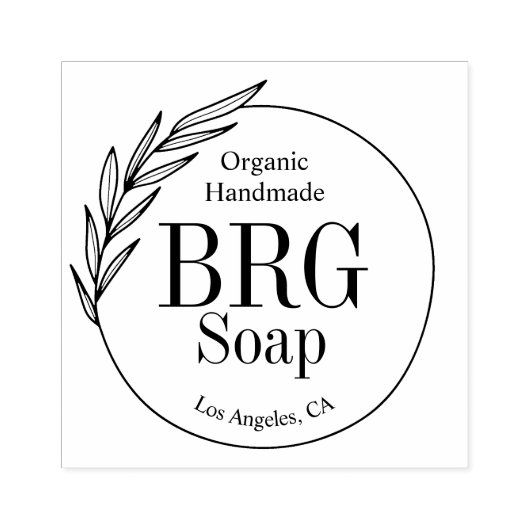 Eenvoudige botanische monogram, organisch handgema rubberstempel (Afrduk)