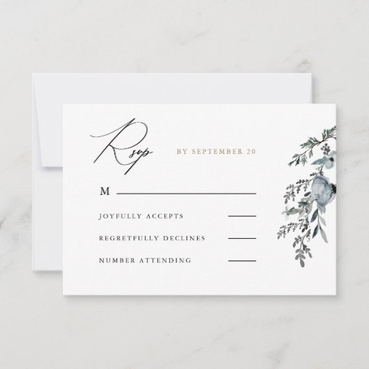 Eenvoudige botanische olievlek Rsvp Kaartje (Voorkant)