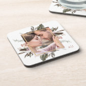 Eenvoudige botanische omhulde foto met monogram bier onderzetter (Linkerzijde)