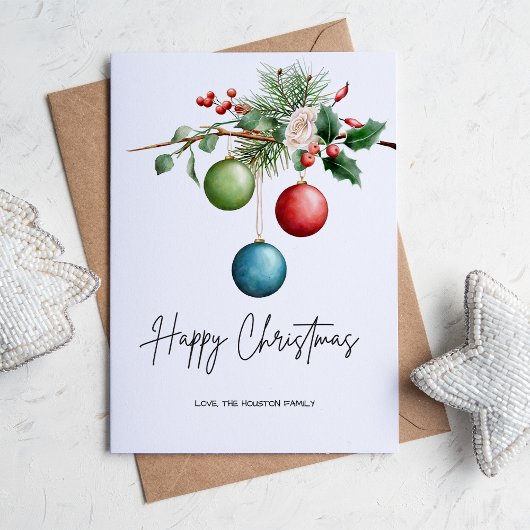 Eenvoudige botanische platte rustieke dennenhars feestdagenkaart