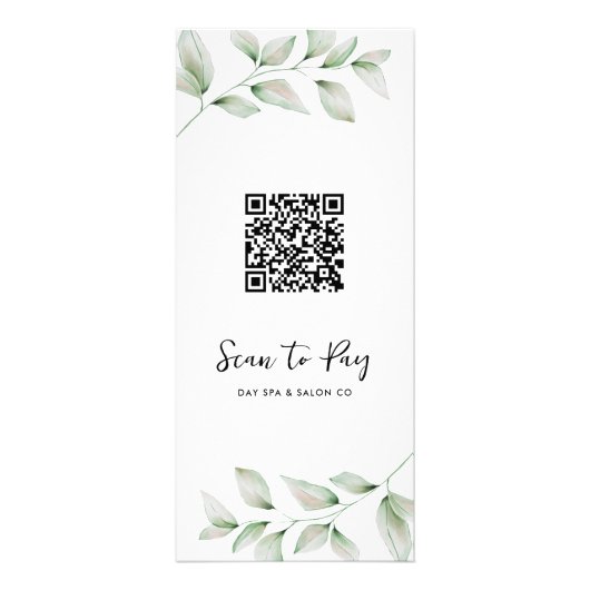 Eenvoudige botanische prijslijst met QR-code Reclamekaart (Achterkant)