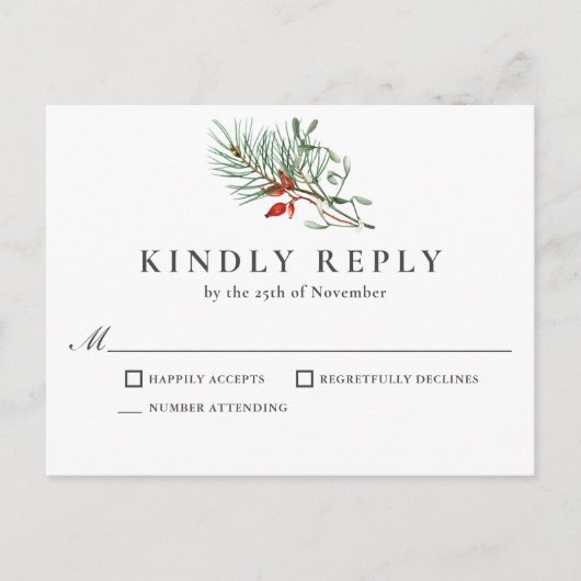 Eenvoudige botanische respons op vakantie briefkaart (Voorkant)