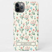 Eenvoudige botanische roze blauwe bloem iPhone hoesje (Achterkant)