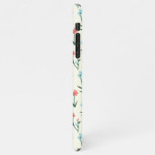 Eenvoudige botanische roze blauwe bloem iPhone hoesje (Linkerkant)