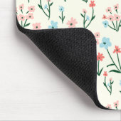 Eenvoudige botanische roze blauwe bloem muismat (Hoek)