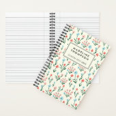 Eenvoudige botanische roze blauwe bloem notitieboek (Binnen)