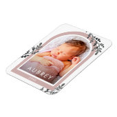 Eenvoudige botanische roze foto-arcering en  scrip magneet (Linkerzijde)