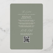 Eenvoudige botanische & RSVP QR-code ivoor trouwro Folie Uitnodiging (Achterkant)