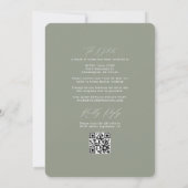 Eenvoudige botanische RSVP QR Code Ivory Green Wed Kaart (Achterkant)