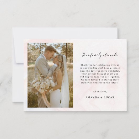 Eenvoudige botanische rustieke bruiloft bedankkaart (Achterkant)