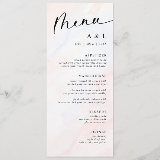 Eenvoudige botanische rustieke bruiloft menu (Voorkant)