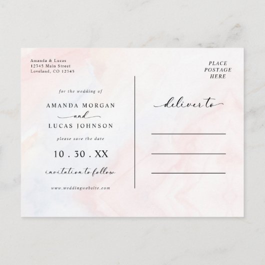 Eenvoudige botanische rustieke bruiloft Save the D Uitnodiging Briefkaart (Achterkant)