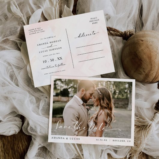 Eenvoudige botanische rustieke bruiloft Save the D Uitnodiging Briefkaart