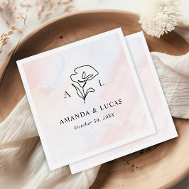 Eenvoudige botanische rustieke bruiloft servet