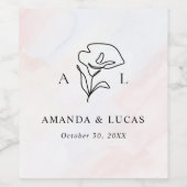 Eenvoudige botanische rustieke bruiloft wijn etiket (Enkel label)