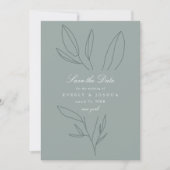 Eenvoudige Botanische Stem Green Wedding Save the  Kaart (Voorkant)