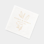 Eenvoudige Botanische Stem Wedding Monogram Folie Servetten (Links)