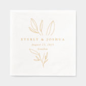 Eenvoudige Botanische Stem Wedding Monogram Folie Servetten (Voorkant)