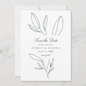 Eenvoudige botanische stoombruiloft bespaart de da kaart (Voorkant)