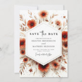 Eenvoudige botanische terracotta bruiloft save the date (Voorkant)