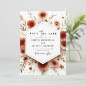 Eenvoudige botanische terracotta bruiloft save the date (Staand voorkant)