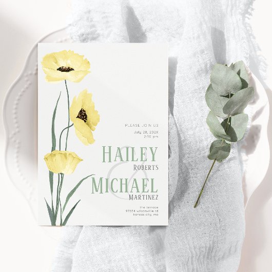 Eenvoudige Botanische Wildflowers QR Code Uitnodig Kaart