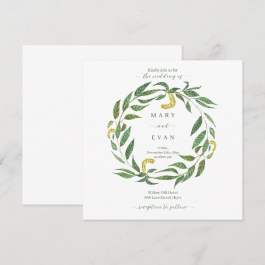 Eenvoudige botanische wilg-bruidebruin kaart (Voorkant / Achterkant)