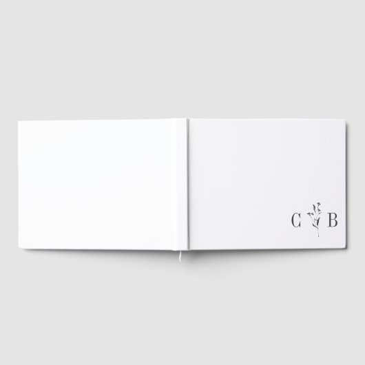 Eenvoudige Botanische Witte Monogram Initiaal Brui Gastenboek (Volledig)