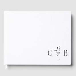 Eenvoudige Botanische Witte Monogram Initiaal Brui Gastenboek