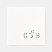 Eenvoudige Botanische Witte Monogram Initiaal Brui Servet (Voorkant)