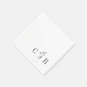 Eenvoudige Botanische Witte Monogram Initiaal Brui Servet (Hoek)