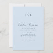 Eenvoudige Botanische Zachte Blauwe Monogram Boho  Kaart (Voorkant)