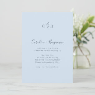 Eenvoudige Botanische Zachte Blauwe Monogram Boho Kaart