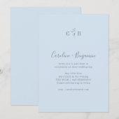 Eenvoudige Botanische Zachte Blauwe Monogram Boho  Kaart (Voorkant / Achterkant)