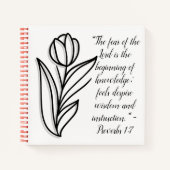 Eenvoudige Botanische Zwart-Wit Bijbel Verse | Notitieboek (Voorkant)