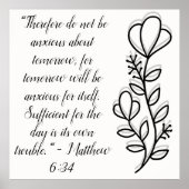 Eenvoudige Botanische Zwart-Wit Bijbel Verse | Poster (Voorkant)