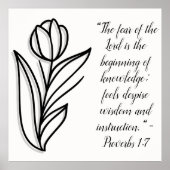 Eenvoudige Botanische Zwart-Wit Bijbel Verse | Poster (Voorkant)