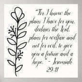 Eenvoudige Botanische Zwart-Wit Bijbel Verse | Poster (Voorkant)