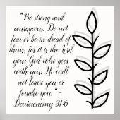 Eenvoudige Botanische Zwart-Wit Bijbel Verse | Poster (Voorkant)