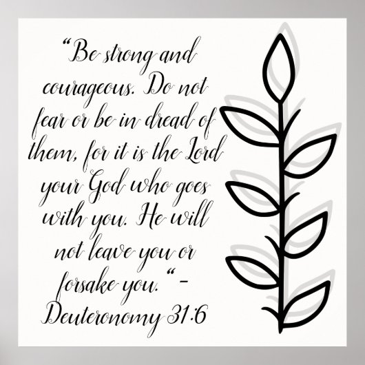 Eenvoudige Botanische Zwart-Wit Bijbel Verse | Poster (Voorkant)