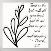 Eenvoudige Botanische Zwart-Wit Bijbel Verse | Poster (Voorkant)