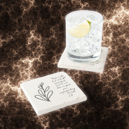 Eenvoudige Botanische Zwart-Wit Bijbel Verse | Stenen Onderzetter